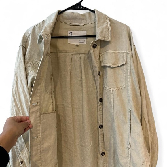 Anthropologie Pilcro Linen Shacket Beige Large - Picture 7 of 10